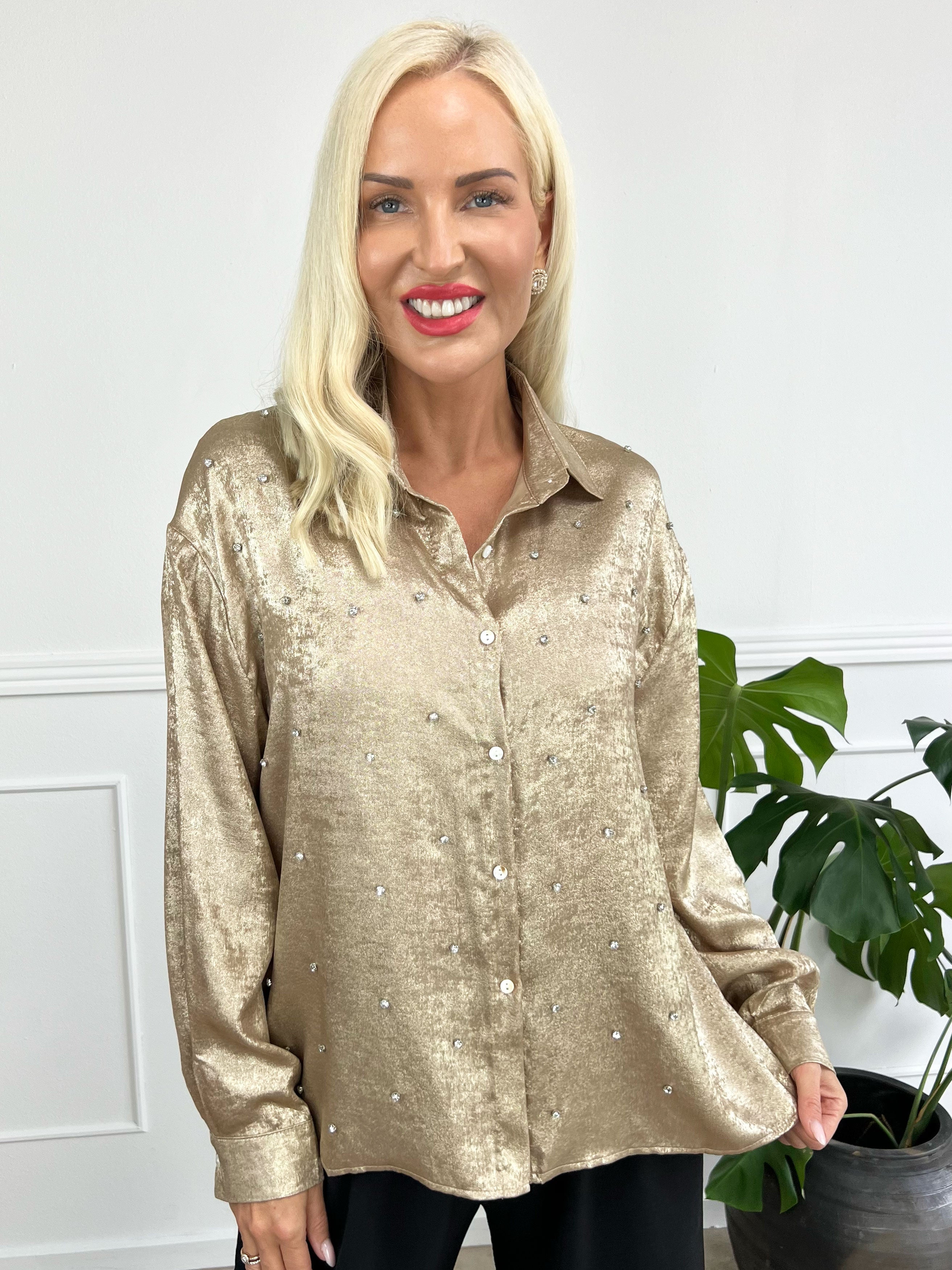 Isabel - Shiny skjorta med strass